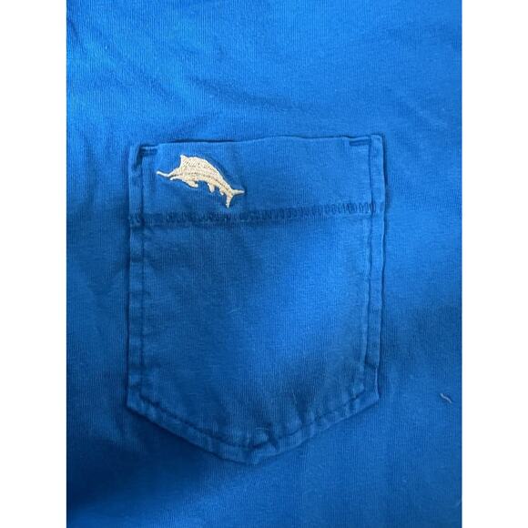 Tommy Bahama Solid Blue Short Sleeve Pocket T-Shirt Size Large - Picture 3 of 5